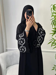 55% OFF !! Black Premium Floral Abaya