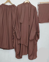 Premium Chocolate Brown 3-Piece jilbab Set