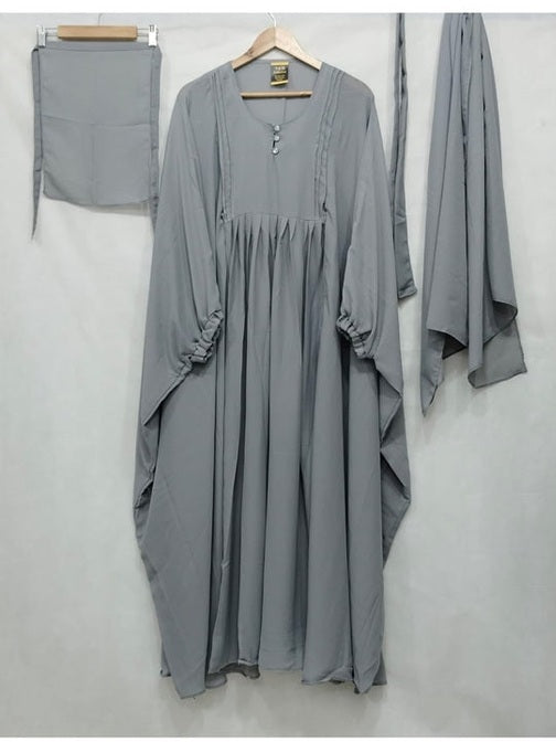 🌟 HS Abayas' Closet’s 4-Piece Caftan Abaya Set (Grey)  – Elegant and Versatile! 🌟 FREE SHIPPING NOW