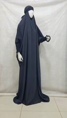 One Piece Full Length Jilbab 68 inches with French Sleeves blueish Grey