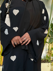 Maxi Style Premium High Quality Embroidered ‘Heart’ Abaya With Scarf