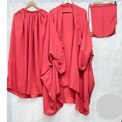 premium Jilbab Peachish Pink 3-Piece Set