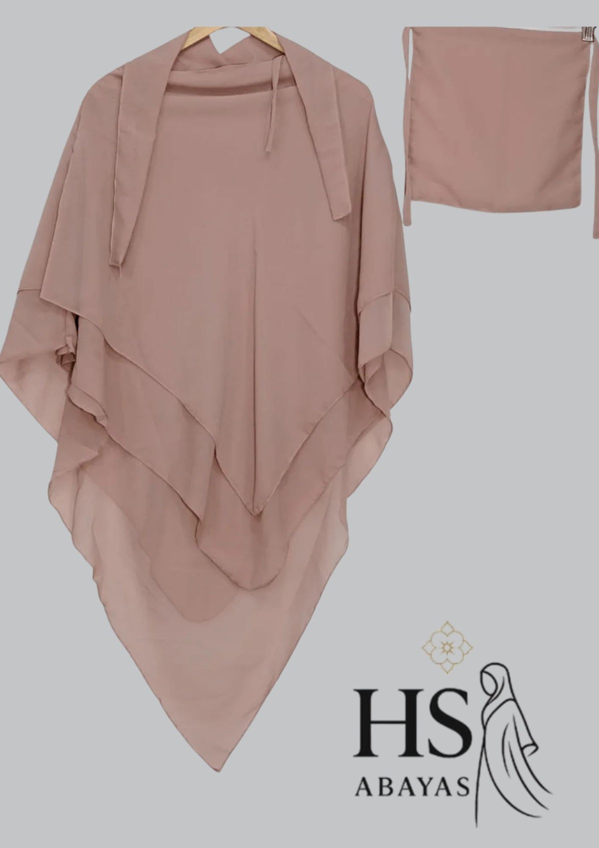 3 Layer Premium Khimar (Sand Pink)