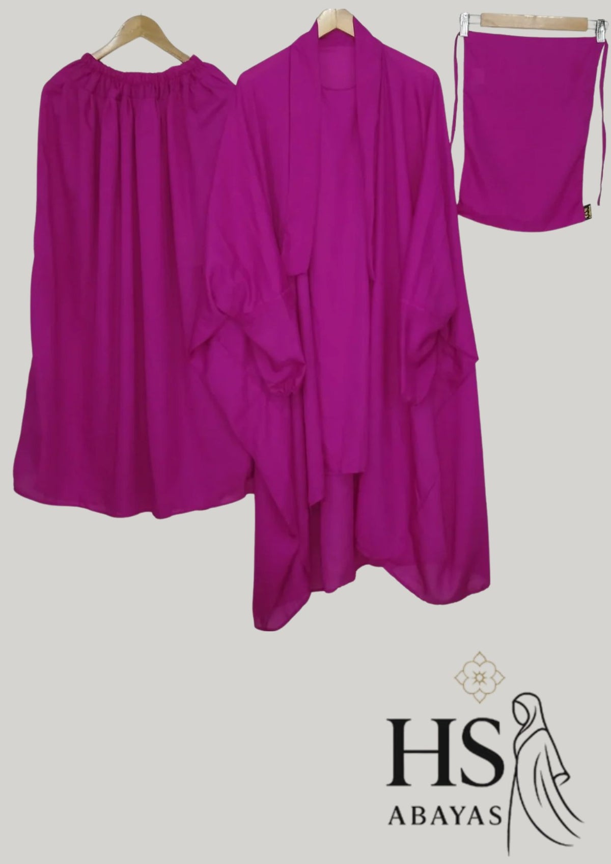 3 piece shocking pink jilbab set